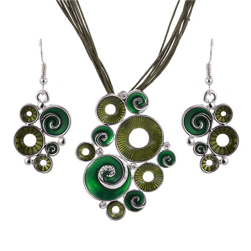 Geometry Circle Pendant Necklace Earring Sets