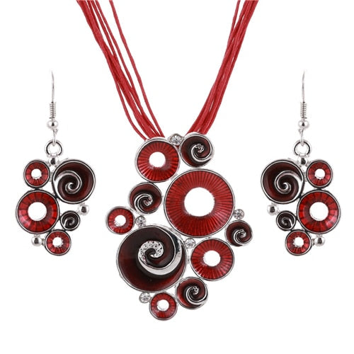 Geometry Circle Pendant Necklace Earring Sets