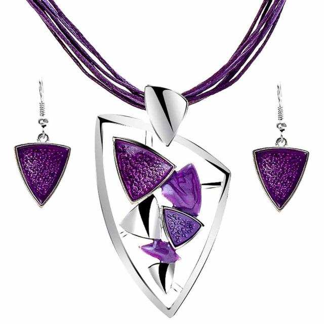 Geometry Circle Pendant Necklace Earring Sets