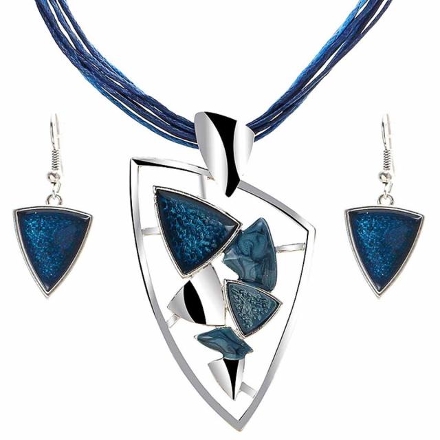 Geometry Circle Pendant Necklace Earring Sets