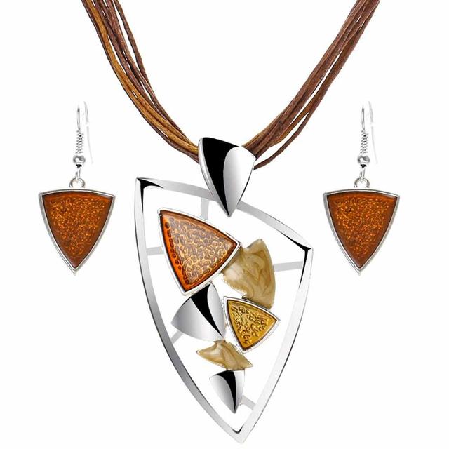 Geometry Circle Pendant Necklace Earring Sets