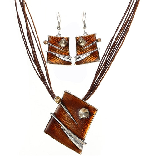 Geometry Circle Pendant Necklace Earring Sets
