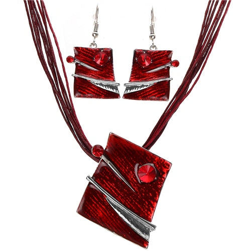 Geometry Circle Pendant Necklace Earring Sets