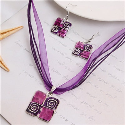 Geometry Circle Pendant Necklace Earring Sets