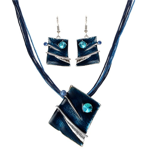 Geometry Circle Pendant Necklace Earring Sets