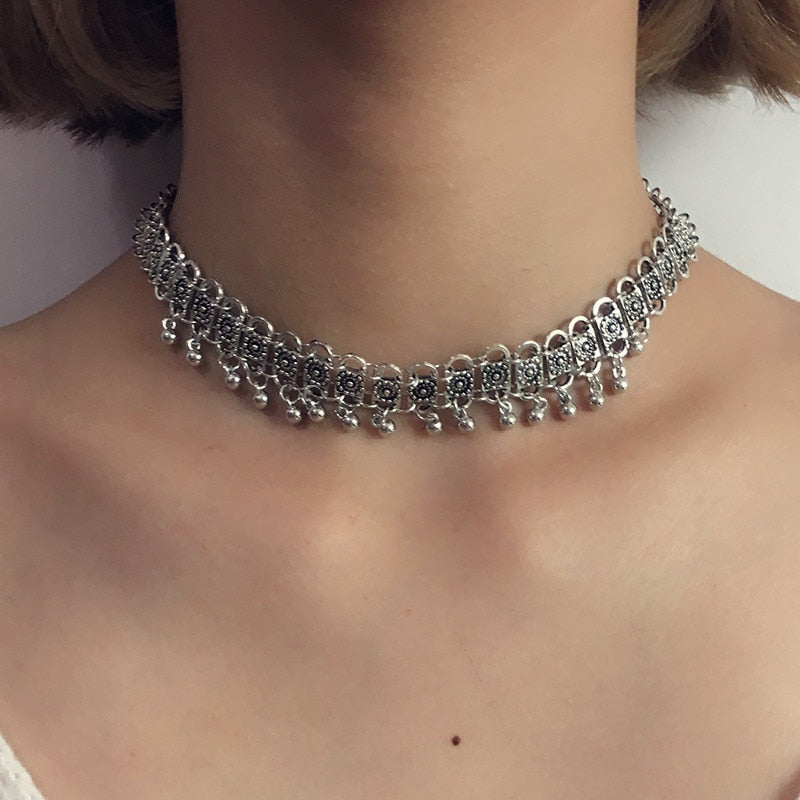 alloy bead necklace tassel short necklace