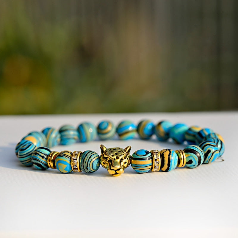 Trendy White Turquoises Stone Charm Bracelet Men