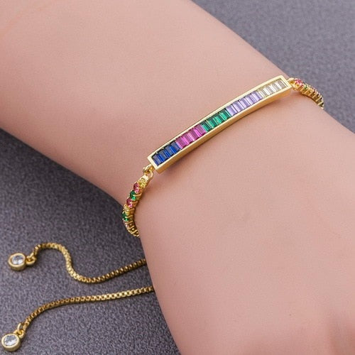 Colorful  CZ Charm Bracelet for Women