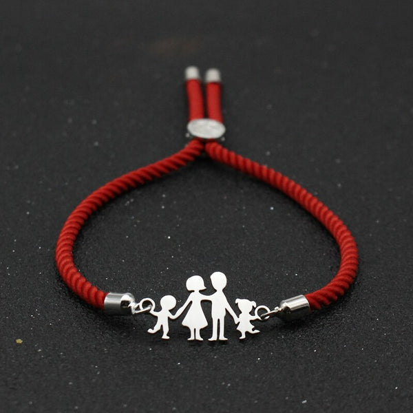 Pulseras de cuerda roja de la suerte, sencillas y ajustables, con bonito oso