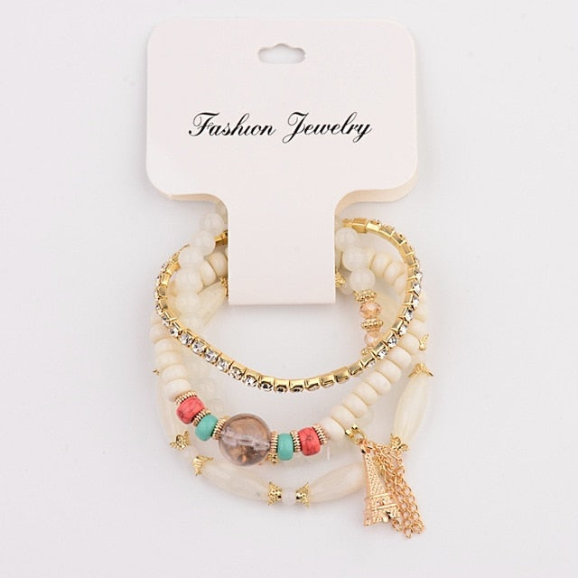 CZ Hand Natural Stone Beads Tassel Pendents Bracelets