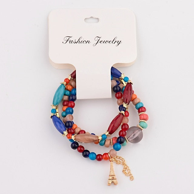 CZ Hand Natural Stone Beads Tassel Pendents Bracelets