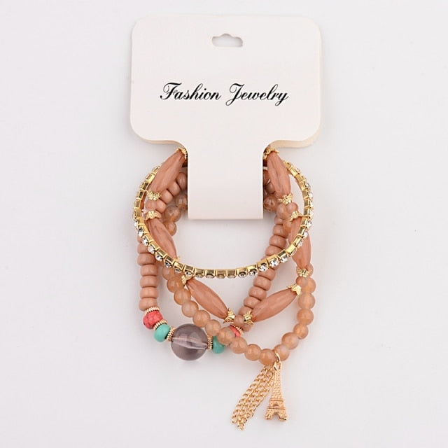 CZ Hand Natural Stone Beads Tassel Pendents Bracelets