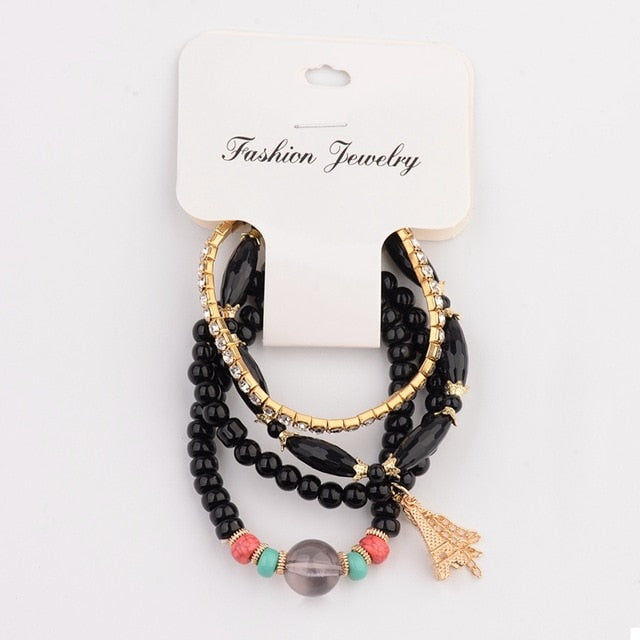 CZ Hand Natural Stone Beads Tassel Pendents Bracelets