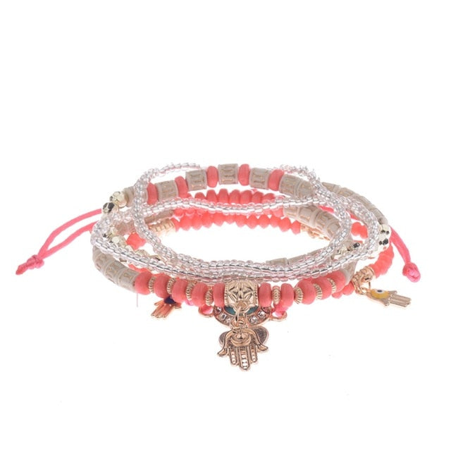CZ Hand Natural Stone Beads Tassel Pendents Bracelets