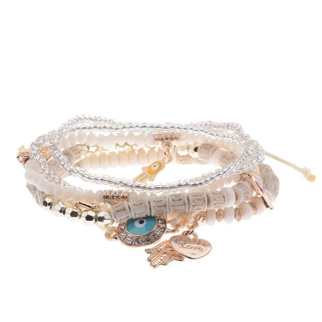 CZ Hand Natural Stone Beads Tassel Pendents Bracelets