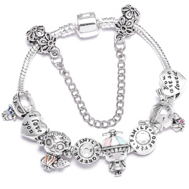 Vintage Silver Color Charms Bracelets for Women