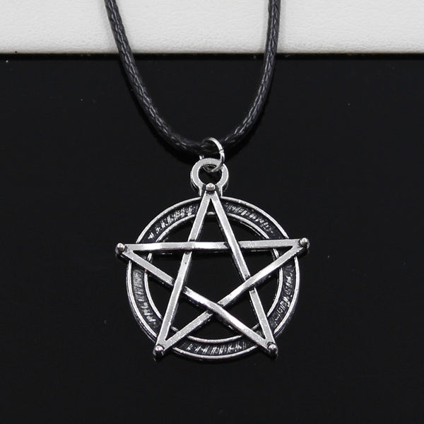 Tibetan Silver Color Pendant Star Pentagram Necklace