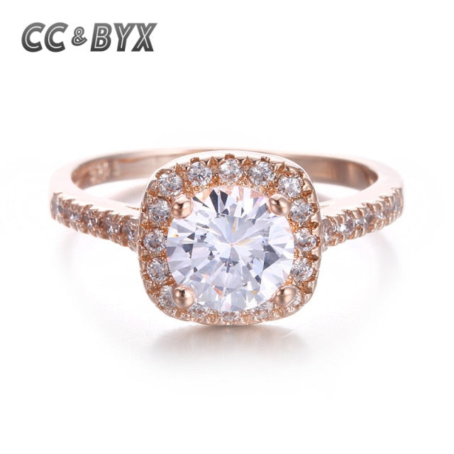 Rose Gold Color Square Stone Party Bridal Wedding Engagement Ring Wedding Engagement Ring