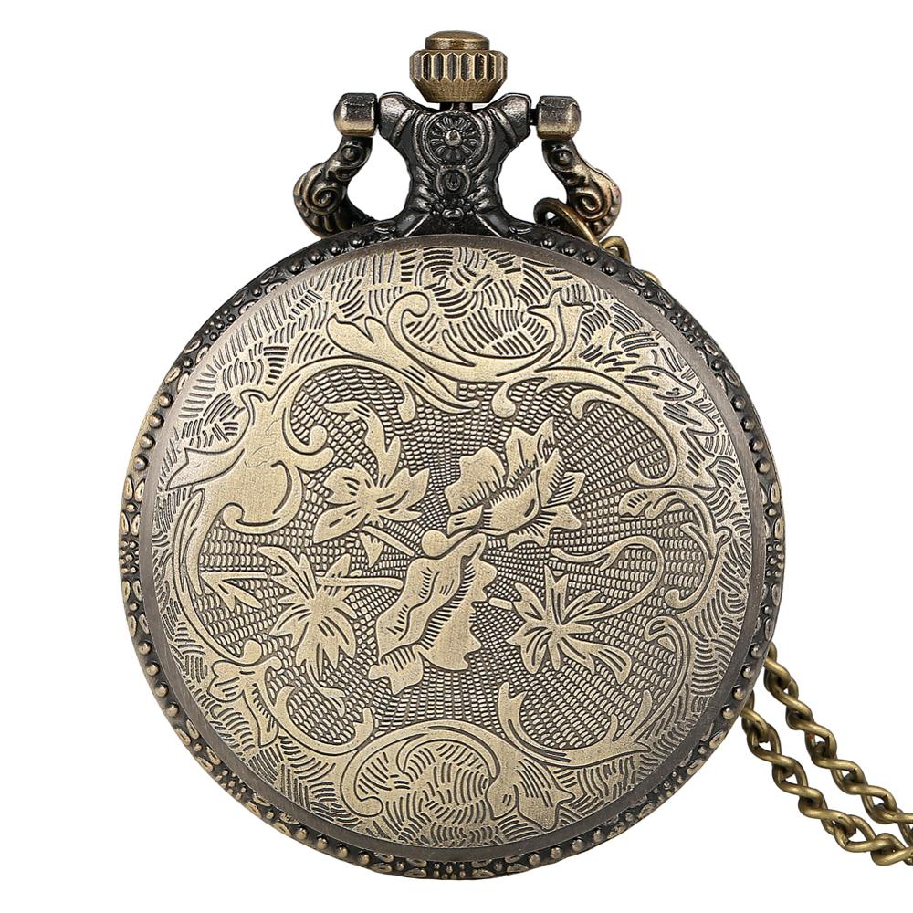 Antique Steampunk Bronze Spine Ribs Hollow Quartz Pocket Watch