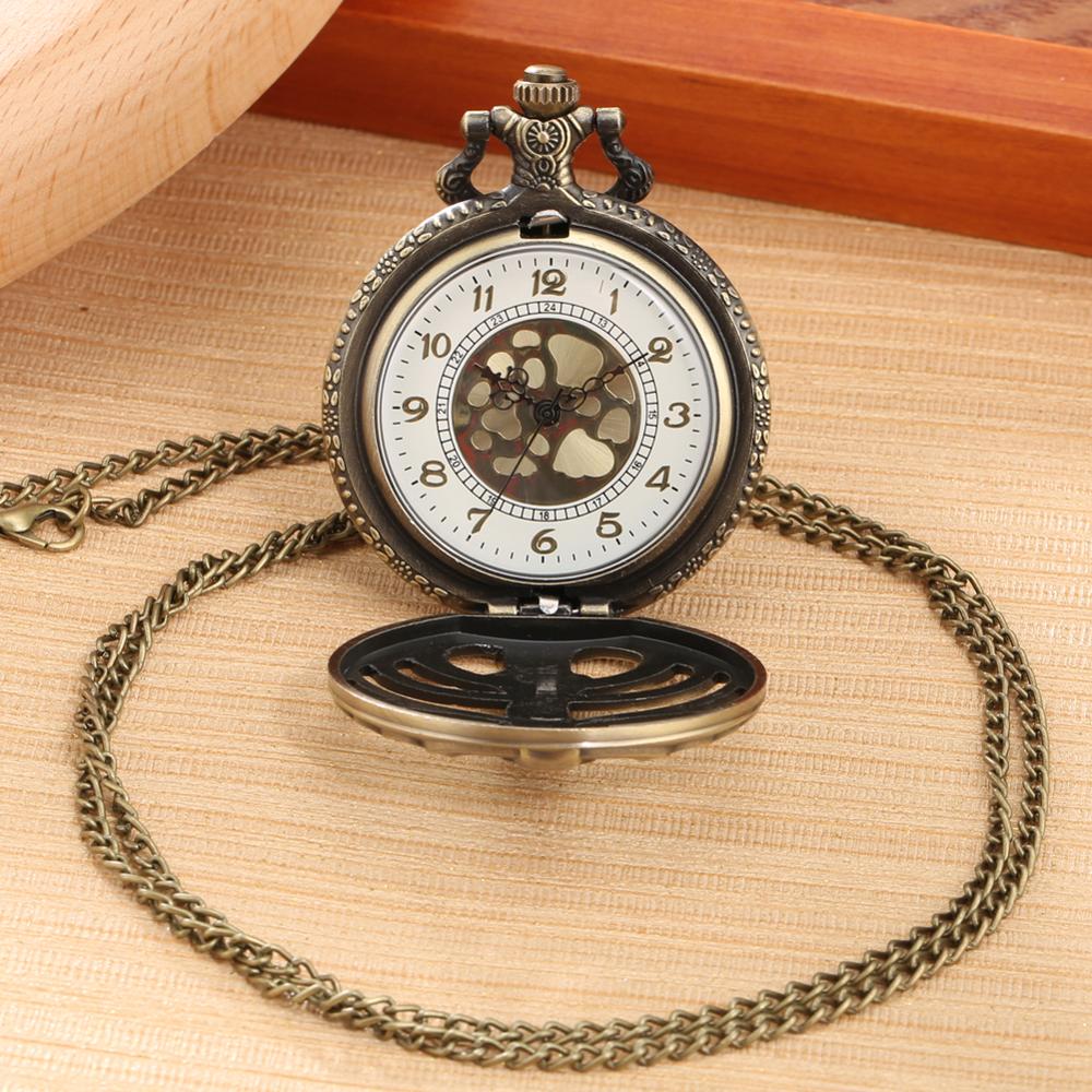 Antique Steampunk Bronze Spine Ribs Hollow Quartz Pocket Watch