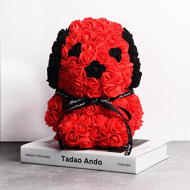 25cm Soap Foam Bear of Roses Teddi Dog Rose Flower