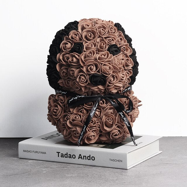 25cm Soap Foam Bear of Roses Teddi Dog Rose Flower