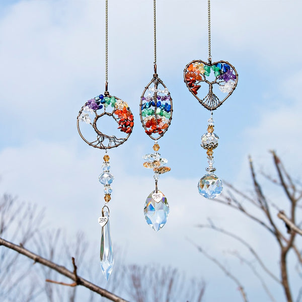 Chakra Healing Stones Tree of Life Suncatcher
