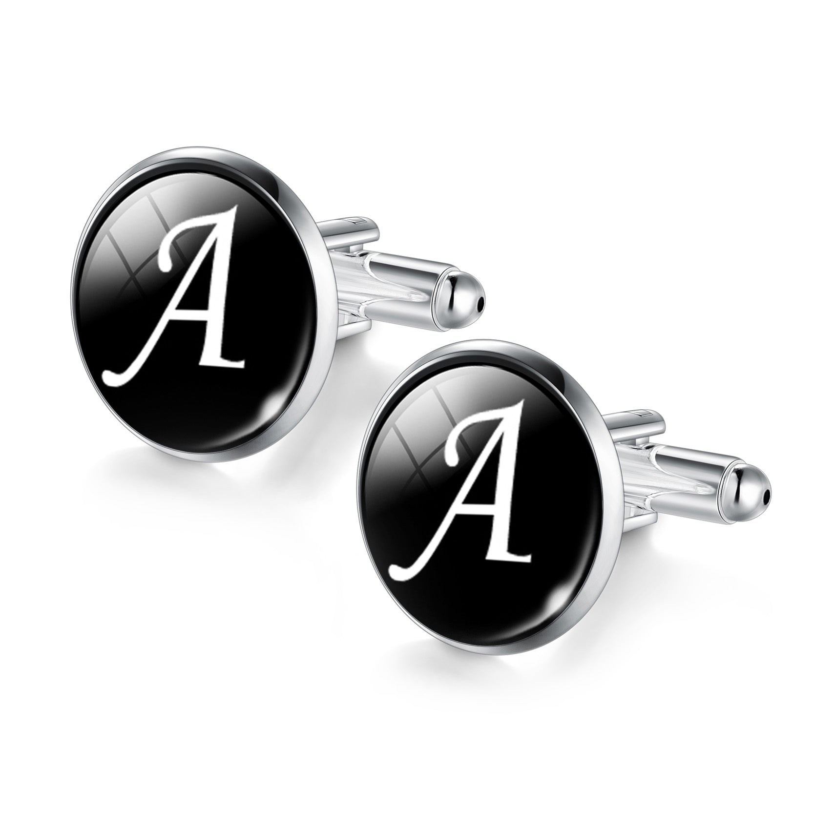 Men Fashion A-Z Single Alphabet Cufflinks