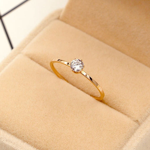 Love Jewelry Titanuim Steel Rose Gold Color Ring CZ Crystal Ring