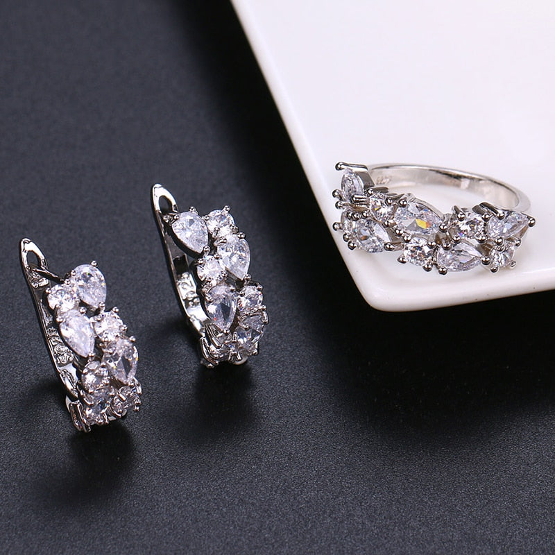 Fashion Multicolor Mona Lisa Ring Earrings Sets for Women