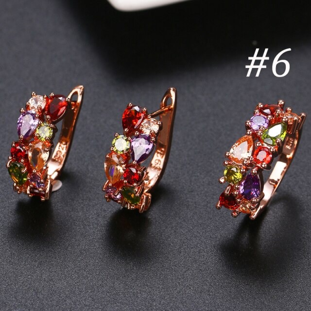 Fashion Multicolor Mona Lisa Ring Earrings Sets for Women