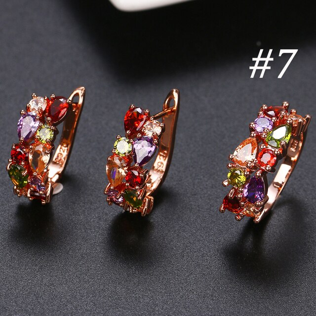 Fashion Multicolor Mona Lisa Ring Earrings Sets for Women