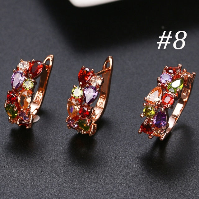 Fashion Multicolor Mona Lisa Ring Earrings Sets for Women