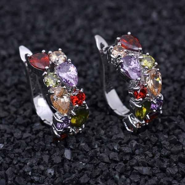 Fashion Multicolor Mona Lisa Ring Earrings Sets for Women