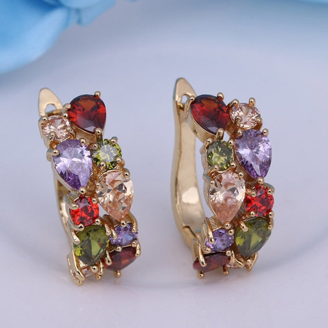 Fashion Multicolor Mona Lisa Ring Earrings Sets for Women