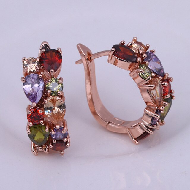 Fashion Multicolor Mona Lisa Ring Earrings Sets for Women
