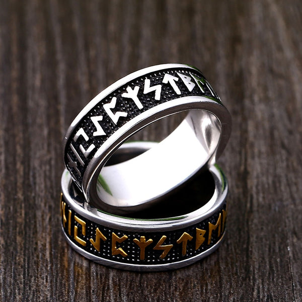 steel soldier  viking rune cool stainless steel ring