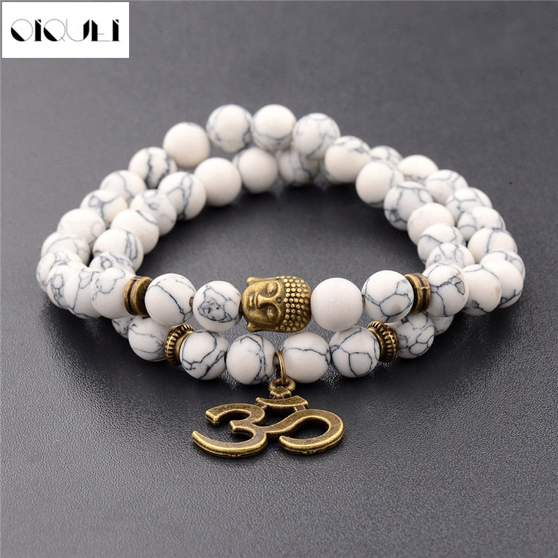 Antique Yoga Om Charm Metal Pendant Buddha Men Bracelet