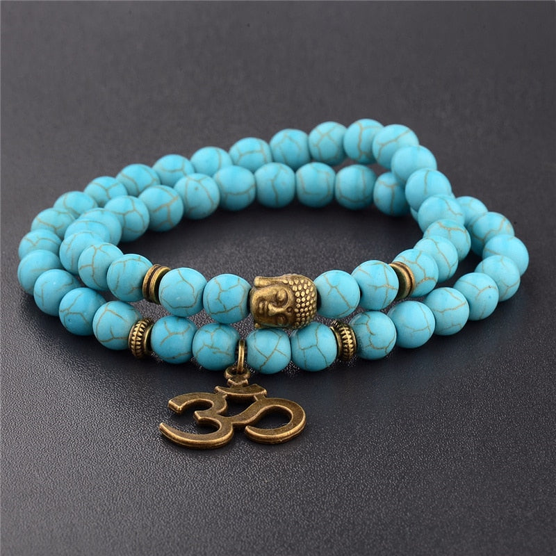 Antique Yoga Om Charm Metal Pendant Buddha Men Bracelet