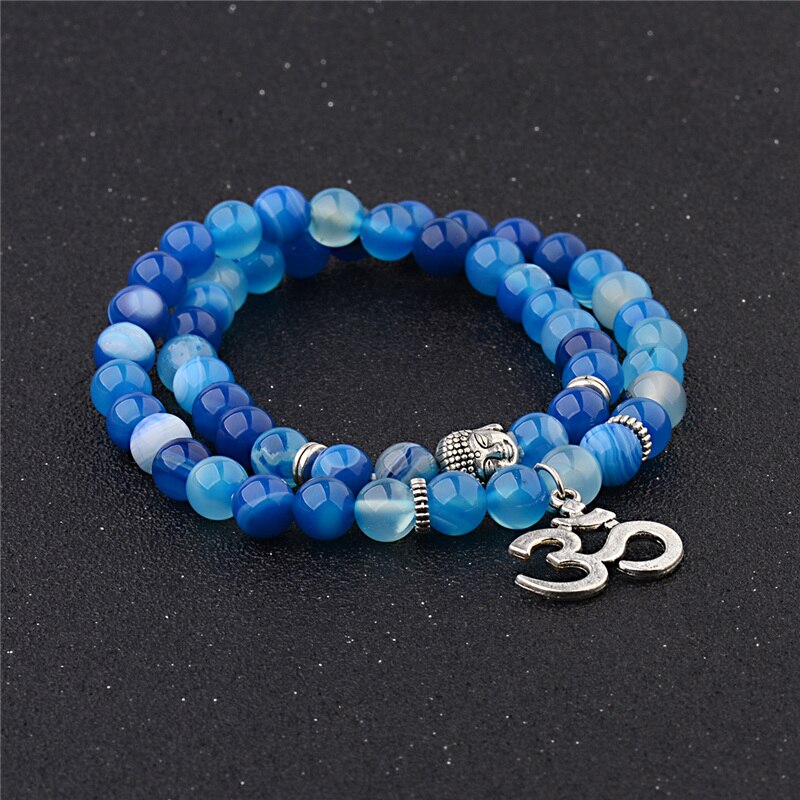 Antique Yoga Om Charm Metal Pendant Buddha Men Bracelet