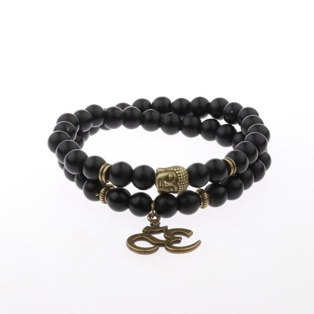 Antique Yoga Om Charm Metal Pendant Buddha Men Bracelet