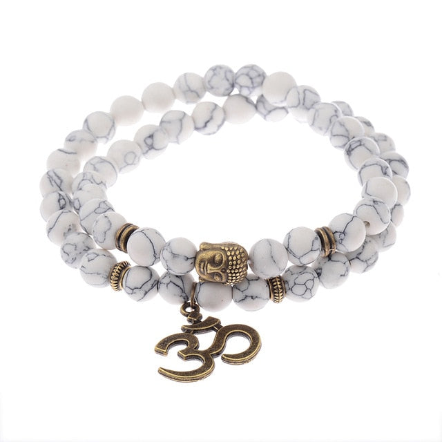 Antique Yoga Om Charm Metal Pendant Buddha Men Bracelet