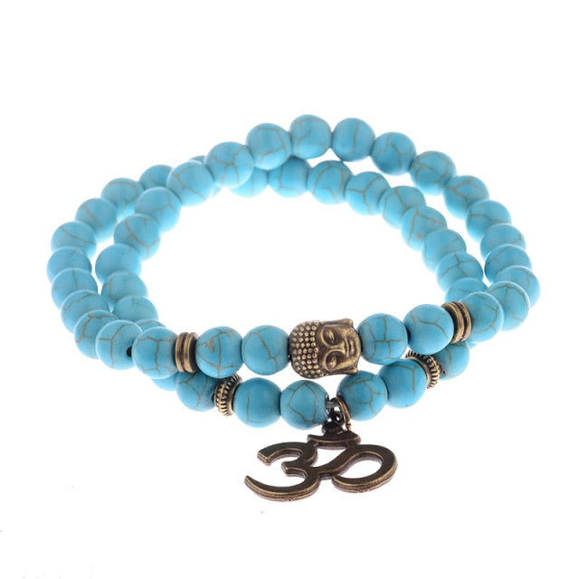 Antique Yoga Om Charm Metal Pendant Buddha Men Bracelet