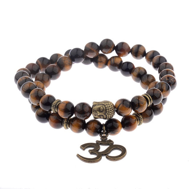 Antique Yoga Om Charm Metal Pendant Buddha Men Bracelet