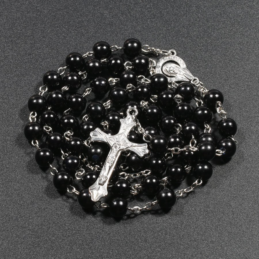 Religion Christian Faux pearl Rosary necklace