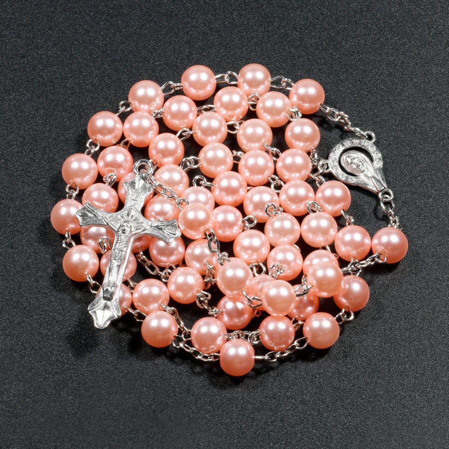 Religion Christian Faux pearl Rosary necklace