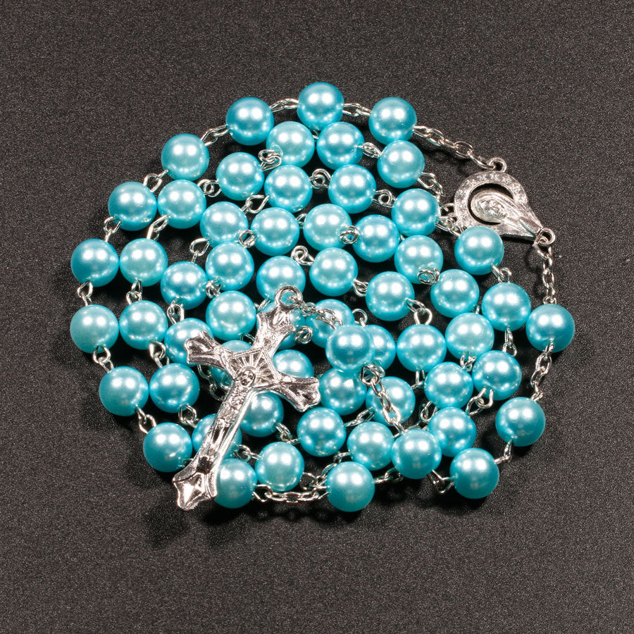 Religion Christian Faux pearl Rosary necklace