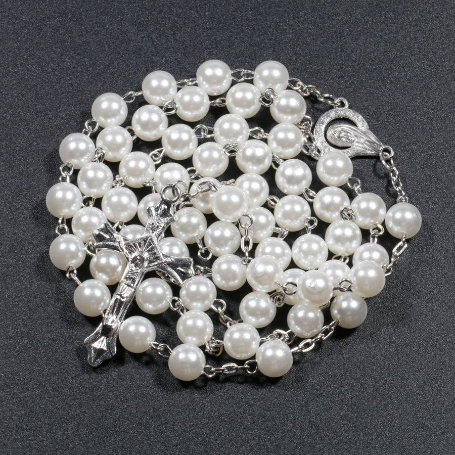 Religion Christian Faux pearl Rosary necklace