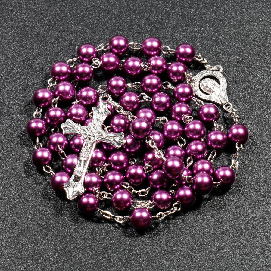 Religion Christian Faux pearl Rosary necklace
