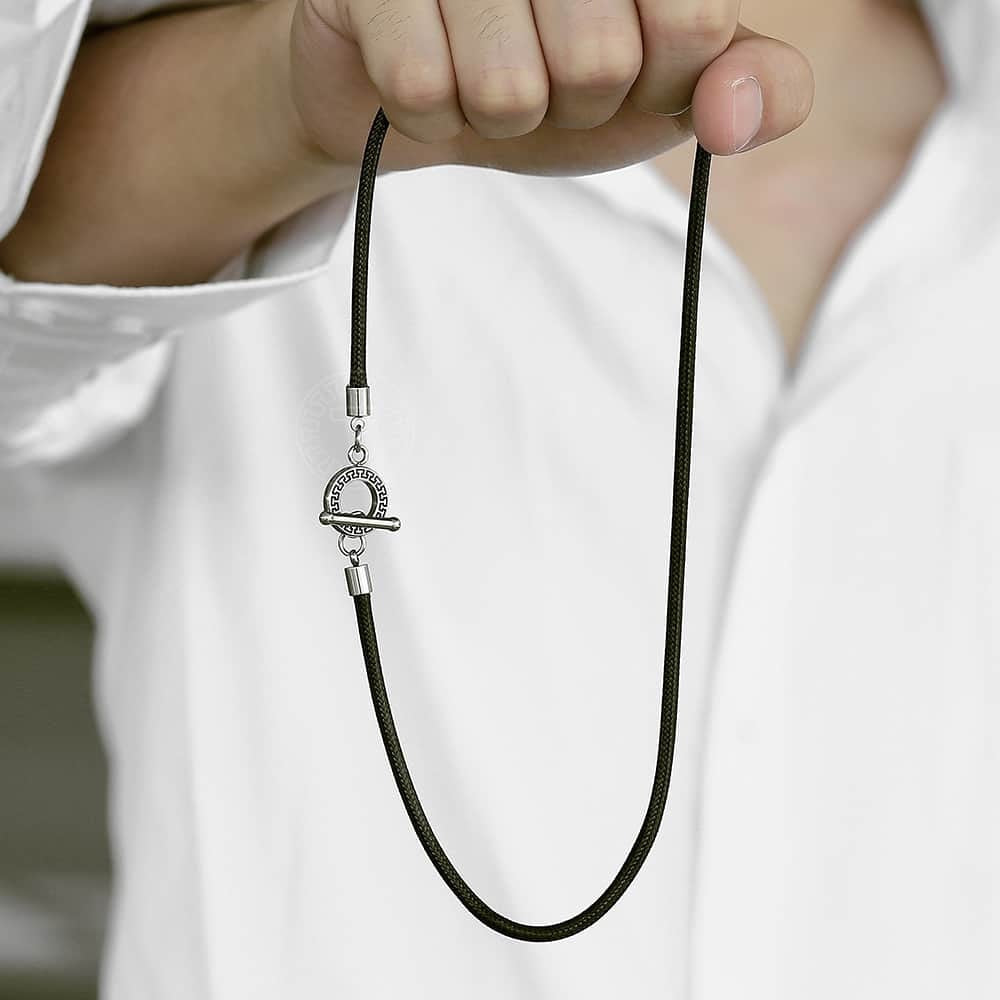 Brown Black Man-made Leather Necklaces